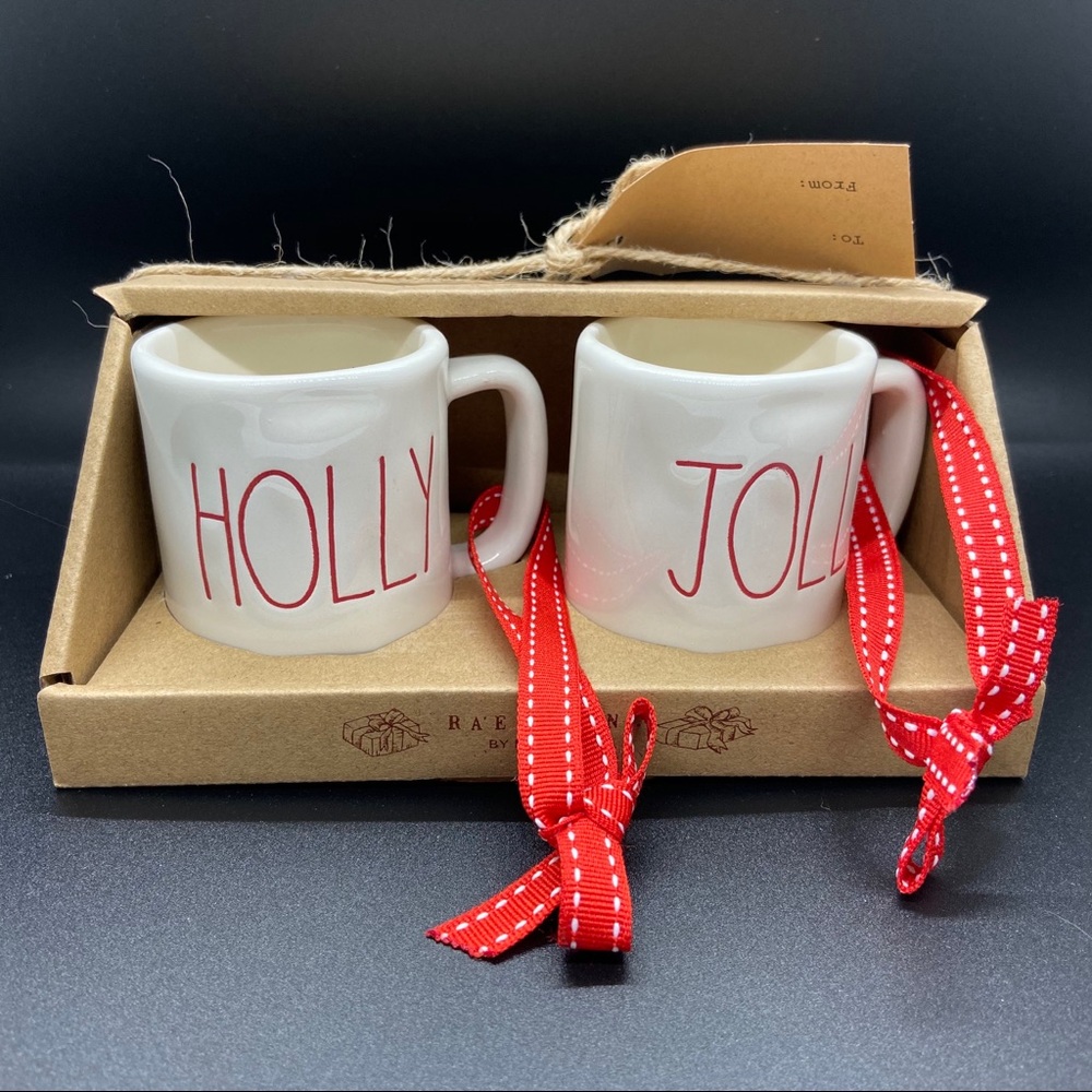 Rae Dunn Set of 2 Christmas Mug Ornaments - Picture 1 of 3